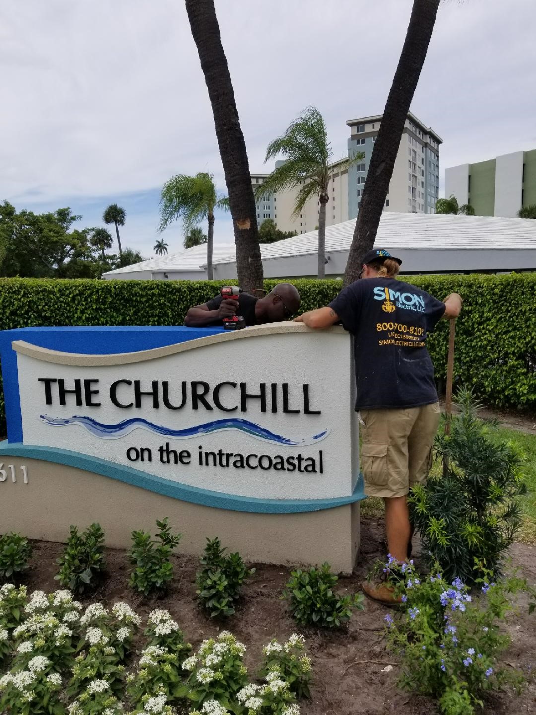 Installation of landscape lighting and signage in Delray Beach, FL