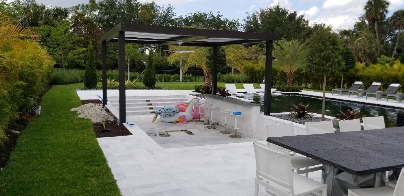 Wiring Lighting & Ceiling Fans on Awning - Boca Raton, FL