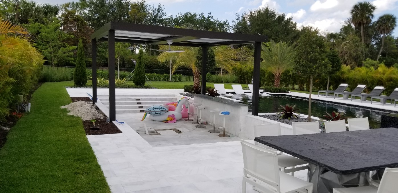 Wiring Lighting & Ceiling Fans on Awning - Boca Raton, FL