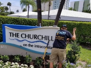 Installation of landscape lighting and signage in Delray Beach, FL