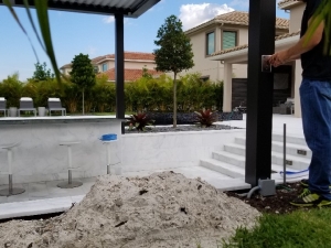 Wiring Lighting & Ceiling Fans on Awning - Boca Raton, FL